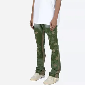 Designer di alta qualità ricamo personalizzato patch logo uomo Jogger Sweat jeans impilati jeans svasati da uomo