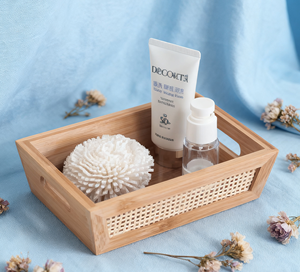 Scatola portaoggetti rettangolare in bambù con intreccio in rattan, ecologica, multifunzione, organizer per vestiti, capacità 6-10L, portata 5kg - Product Image 4