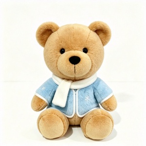 Oso de peluche con ropa de invierno personalizada, oso de peluche con chaqueta azul, oso de peluche con bufanda. - Product Image 3