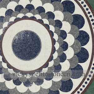 Médaillon en mosaïque de marbre classique avec motifs en mosaïque de marbre entièrement faits à la main pour la conception de sols de hall d'hôtel de luxe - Product Image 6