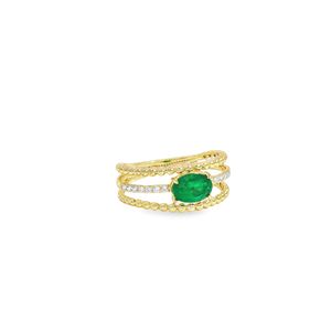 Anillo de Oro de 18K con esmeraldas y diamantes cultivados Anillos para mujer - Product Image 1