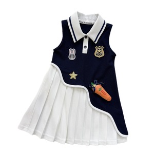 Robe d'été 2026 pour filles, édition coréenne, style polo dessin animé, <span class=keywords><strong>jupe</strong></span> plissée style collège pour petites filles - Product Image 1