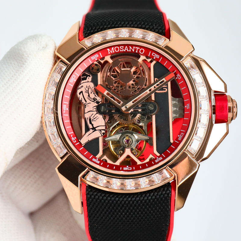 Black and Red Strap (Inlaid with Diamonds)