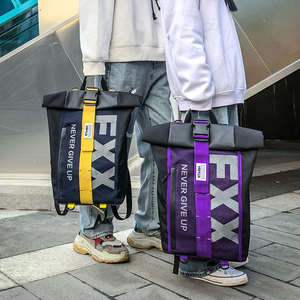 Sac à dos personnalisé de grande capacité, imprimé lettres vintage, couleur contrastée, unisexe, couple, étudiant, sac à bandoulière, sac d'école, sac à main - Product Image 5