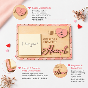 Tablero de Mensajes de Amor de Madera Personalizado, Porta Notas Adhesivas, Decoración Romántica para el Día de San Valentín, Placa de Regalo para Escritorio - Product Image 3