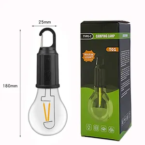 Built-in 14500 battery 5V TYPE-C Rechargeable bulb lamp with hook or outdoor hanging decoration light