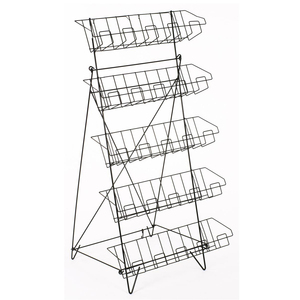Rak pajangan 5 tingkat logam, rak Display kawat untuk buku, majalah, CD,Dvd, dudukan lantai sastra, 22.5 "X 44.5" - Product Image 4