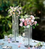 Support de fleurs professionnel en métal or et argent avec vase en cristal centres de table de mariage élégants décoration de mariage décorative