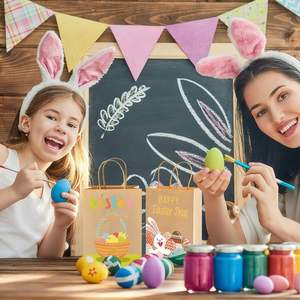 Bolsas de Papel Kraft Caqui Pequeñas y Portátiles Personalizables de Ruihe para Pascua, Ecológicas, Hechas con Materiales Reciclados, con Asa Larga, Flexográficas - Product Image 4