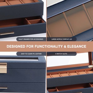 Handmade PU da trường hợp đồng hồ với lưu trữ chống bụi và hộp hiển thị - Product Image 2