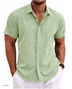 Camicie Casual da Uomo a Quadri con Colletto, Ultimi Modelli Vintage, in Lino Sintetico, a Maniche Corte, Bianche, Eleganti, Personalizzabili, per il Commercio all'Ingrosso - Product Image 5