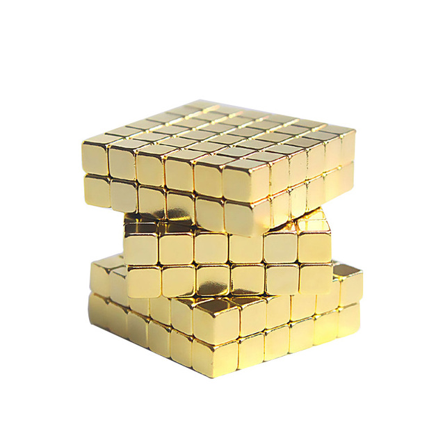 10mm Cube Gold Coated Cylinder Neodymium Magnet N52