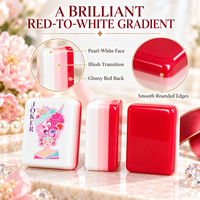 Ensemble de Mahjong pour Soirée entre Filles et Anniversaire, avec Art Princesse et Corps en Acrylique Brillant Dégradé Rouge-Blanc, Idéal pour l'Accueil à Domicile