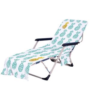 Housse de chaise longue de piscine en microfibre éponge avec poches, personnalisable avec logo, pour l'extérieur. - Product Image 1