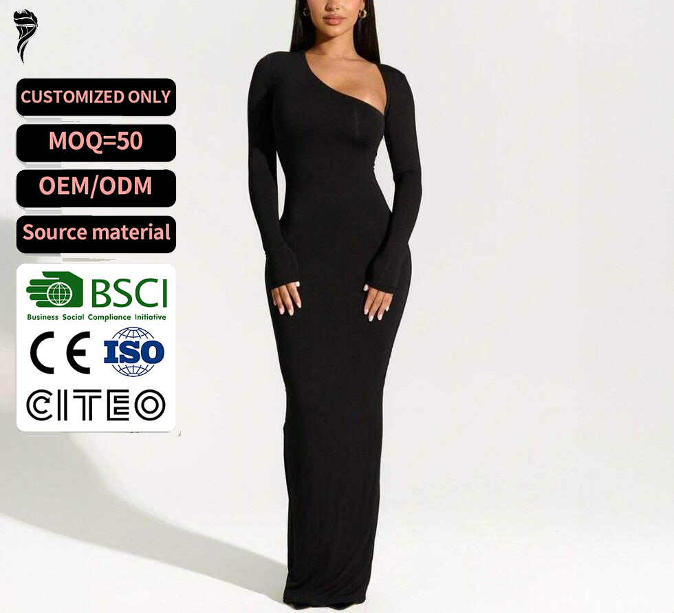 knee length dresses for ladies High Neck Dress/Rib Knit Dress/Thumb Hole Sleeves T-Shirt/Womens Tunic Dress/Cotton Asymmetric T-Shirt/Long Sleeve Tunic top/oversized Shirt/Casual T-