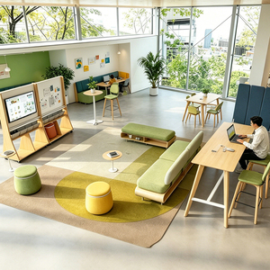 Contract Grade Modular Office Sofa with Acoustic Screen Agile Workspace Breakout Lounge Seating Set Lobby Project Solution - Product Image 3