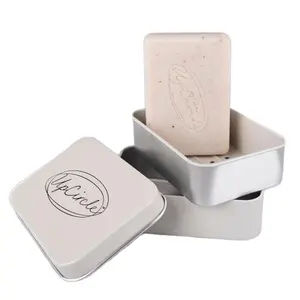 Пользовательская прямоугольная пустая алюминиевая банка для мыла с сушилкой для мыла, алюминиевые жестяные контейнеры, коробка