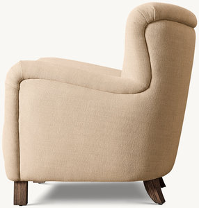 Sillones de Salón Modernos Daneses con Asiento Acolchado, Botones Decorativos, Respaldo con <span class=keywords><strong>Orejeras</strong></span>, Brazos Enrollados y Patas de Roble, Tapizados en Tela - Product Image 3