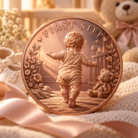 Pièce de monnaie commémorative en cuivre fin 999 de 5 oz, en relief 3D, pour les premiers pas de bébé, souvenir de collection, artisanat métallique, cadeau