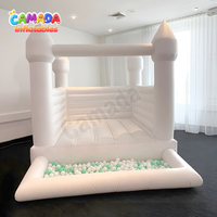 Château gonflable blanc avec fosse à balles, petit, extérieur, PVC, jardin, fête, château gonflable pour sauter