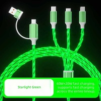 Kabel USB C Pengisian Cepat Portabel Dual-ke-Tiga dengan Konektor Micro USB Type-C 5 in 1 Desain Menyala untuk Ponsel Super Cepat