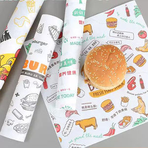 Papier d'emballage alimentaire en tissu à carreaux, imprimé avec un logo personnalisé, résistant à la graisse, pour sandwich, restaurant, restauration rapide, hamburger, 38 g/m² - Product Image 1