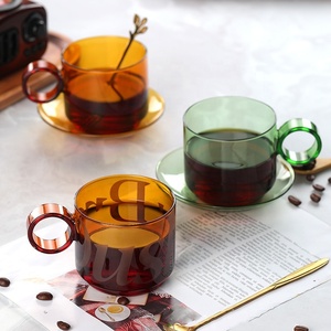 Custom Logo Round <strong>Handle</strong> Ring Cup Low MOQ Colored <strong>Stackable</strong> Glass Coffee <strong>Mug</strong> - Product Image 1