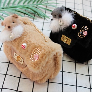 Yeni varış peluş küçük Crossbody çanta sevimli bebek prenses aksesuarları küçük kız Mini omuz zinciri çantası - Product Image 3