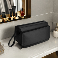Trousse de toilette Royal Fair personnalisée en nylon noir Portable grand sac de rangement pour lavage de toilette salle de bain douche sac organisateur