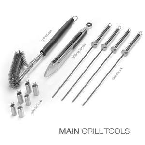 Set di strumenti per barbecue utensili per griglia Set di accessori per griglia per barbecue per copertura per barbecue vendita calda in <span class=keywords><strong>acciaio</strong></span> inossidabile per impieghi gravosi 18 pezzi 1.5mm - Product Image 3