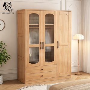 chinese factory cheapest customization in stock ready to ship armoire unique design bedroom furniture wooden <b>clothes</b> wardrobe - Product Image 1