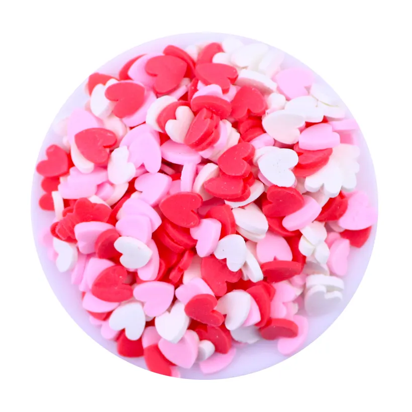 1KG/BAG Valentine's Day Heart Polymer Clay Heart Slices Sprinkles for Slime Crafts Supplies