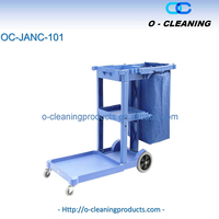Chariot utilitaire commercial en plastique O-Cleaning avec roues, chariot de service d'étiquette pour hôtel avec sac Oxford