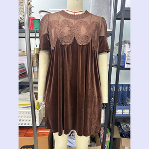 Vestido Mini de Terciopelo <span class=keywords><strong>con</strong></span> Encaje y Corte A para Mujer, Estilo Casual de Verano 2026, Plisado, Tipo Babydoll, <span class=keywords><strong>con</strong></span> Falda Acampanada - Product Image 5