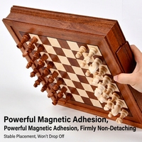 Coffret d'échecs en bois avec tiroir de rangement, pièces Staunton pliables, jeu de stratégie portable pour adultes, enfants, famille, cadeau