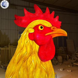 Estatua de <span class=keywords><strong>Gallo</strong></span> Pintada a Mano, de Fibra de Vidrio, para Exteriores, Directo de Fábrica, para Exhibición Comercial - Product Image 3