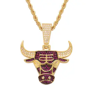 Fashion Sport Fans Necklace Personalized micro pave cubic zircon Basketball Chicago Bull necklace Pendant