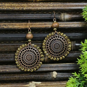 Wooden Bohemian <b>Drop</b> Earrings With Tassel Imitation Pearl Antique <b>Bronze</b> Plated For Women Party Fashion Jewelry - Product Image 3