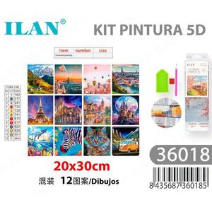 Kit de Pintura de Diamantes 5D Ilan, 20x30cm, 12 Diseños Surtidos, Patrones Mixtos - Product Image 1