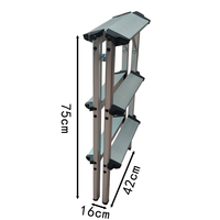 Escabeau pliant en aluminium à 3 marches avec pédale antidérapante, échelle multifonction double face pour escalier, supermarché, entrepôt