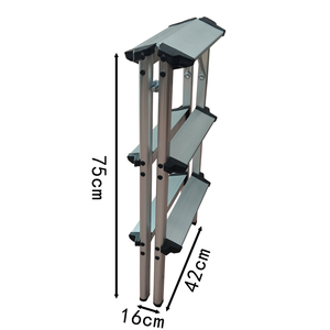 Sgabello Pieghevole in Alluminio a 3 Gradini con Pedale Antiscivolo, Scala Multiuso a Doppia Faccia per Scale, Supermercati, Magazzini - Product Image 6