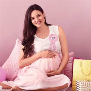 Enceinte maman/papa fer blanc Badge broche bébé douche bouton nouveau papa cadeau sexe révéler fête Rose bouton bébé célébration événement - Product Image 3
