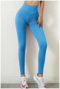 女性屋外ハイウエストおなかコントロールヨガパンツ弾性圧縮ジムシームレススクランチビッグバットハニカムレギンスパープル - Product Image 3