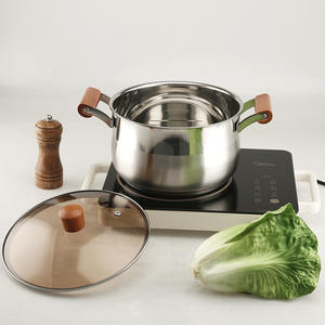 ชุดเครื่องครัว 6 ชิ้น ทำจากสแตนเลสหนา ด้ามจับไม้บีช พร้อมฝาแก้ว ใช้ได้กับเตาทุกประเภท ความจุขนาดใหญ่ - Product Image 5