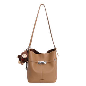 Nouveau sac à bandoulière français en cuir PU pour femme, sac seau rétro à la mode - Product Image 6