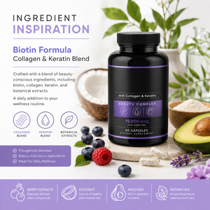Complément alimentaire à base de biotine, antioxydant, pour la croissance des cheveux et le soin des ongles/peau, capsules avec soutien immunitaire pour adultes - Product Image 5
