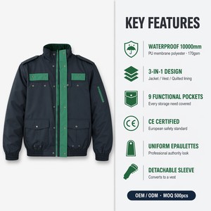 Veste de pluie imperméable respirante en polyester, coupe-vent, grande taille, veste de travail thermique imperméable pour l'extérieur