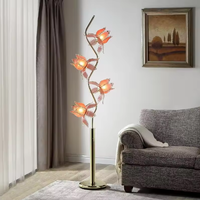 Lampe de table moderne flexible Lotus LED en fer et verre, à intensité variable et température de couleur multiple, pour salon, chambre, bureau