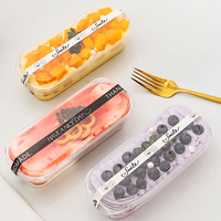 Boîte à gâteau rectangulaire transparente en PET jetable de 300 ml et 500 ml avec couvercle, emballage alimentaire transparent pour desserts