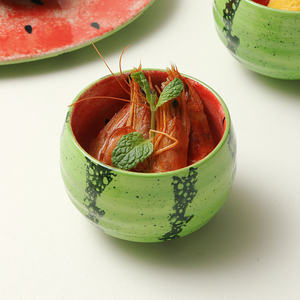 Tazón de Cerámica con Diseño de Sandía, Vajilla Redonda para Niños, Porcelana de Grado Alimenticio, Tazón de Desayuno Infantil con Patrón de Frutas - Product Image 1